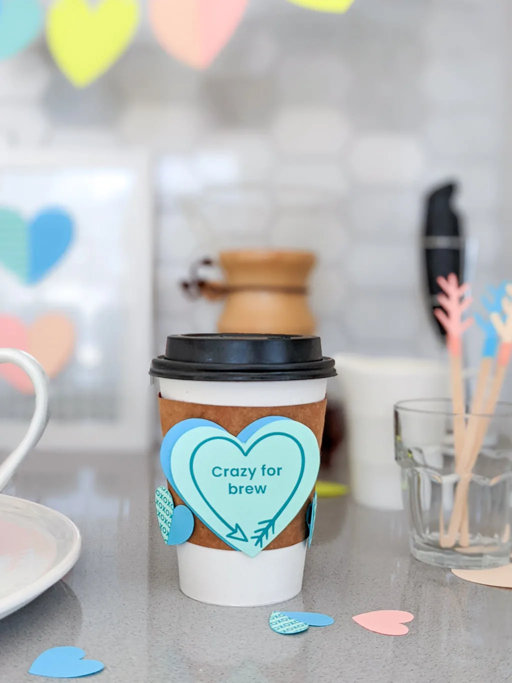 Crazy for brew DIY printable hearts for a Valentine's Day coffee gift