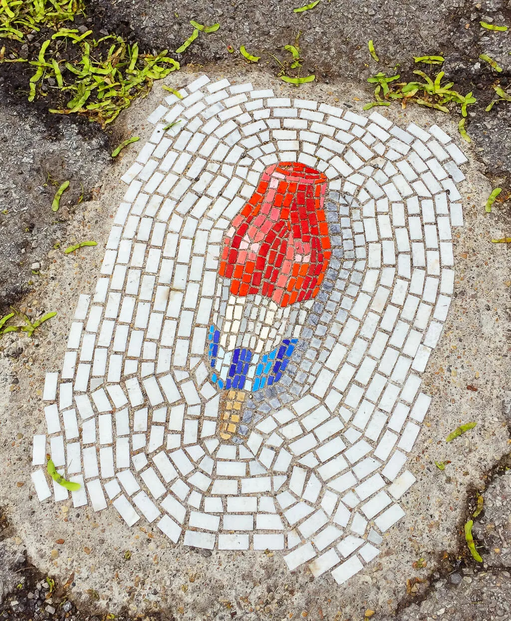 Bomb Pop pothole art by Jim Bachor