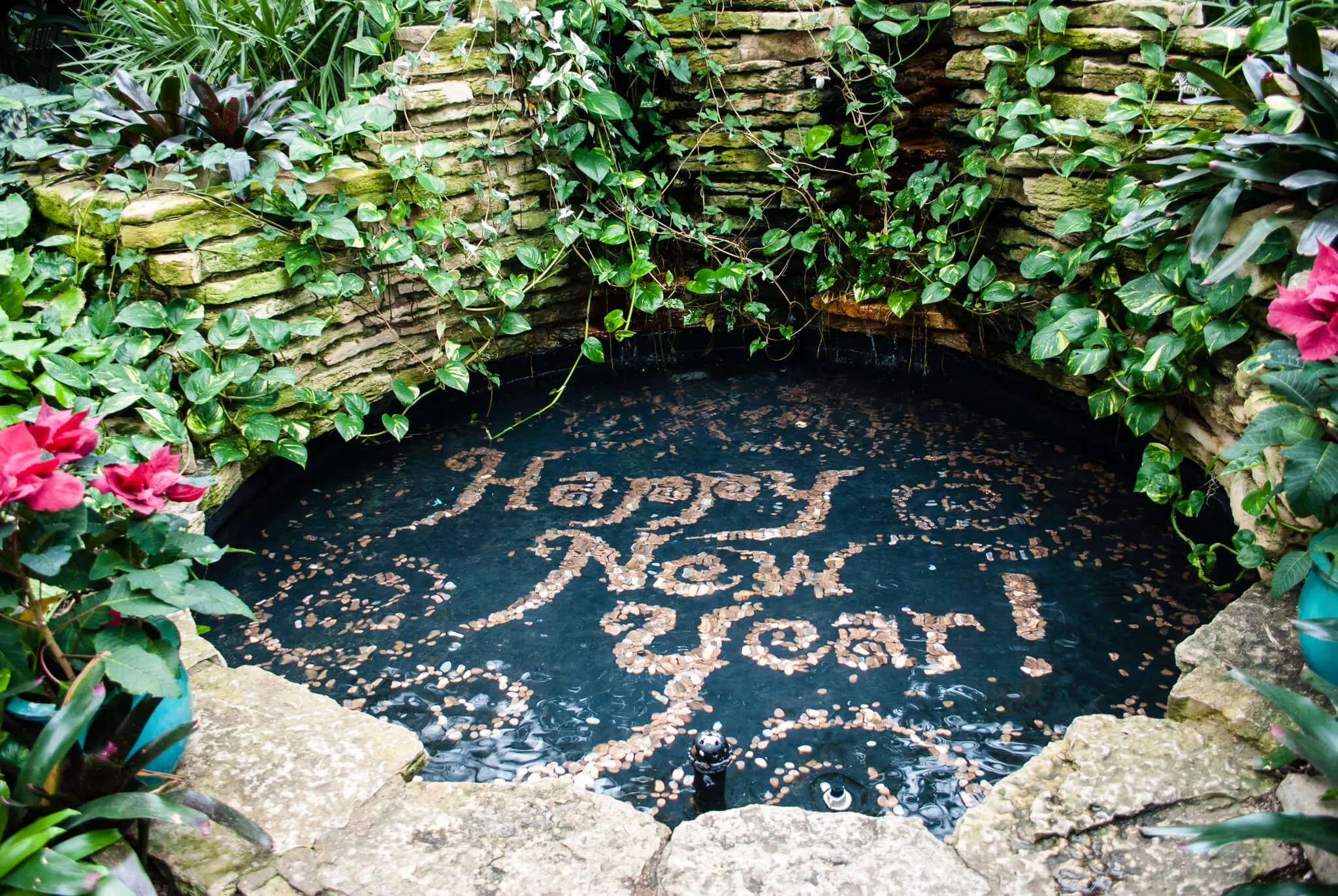 Happy New Year penny art at Garfield Park Conservatory, Chicago