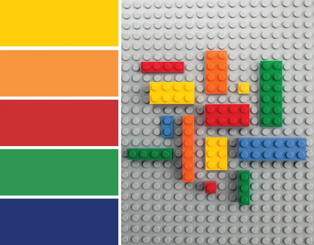 Color inspiration: LEGO® Bricks. Try this LEGO®-inspired color palette on cards for kids, scrapbooking, LEGO® photo backdrops, LEGO® birthday parties and more #Colorize #ABColorPalette #ad Color inspiration: LEGO® Bricks. Try this LEGO®-inspired color palette on cards for kids, scrapbooking, LEGO® photo backdrops, LEGO® birthday parties and more #Colorize #ABColorPalette #ad