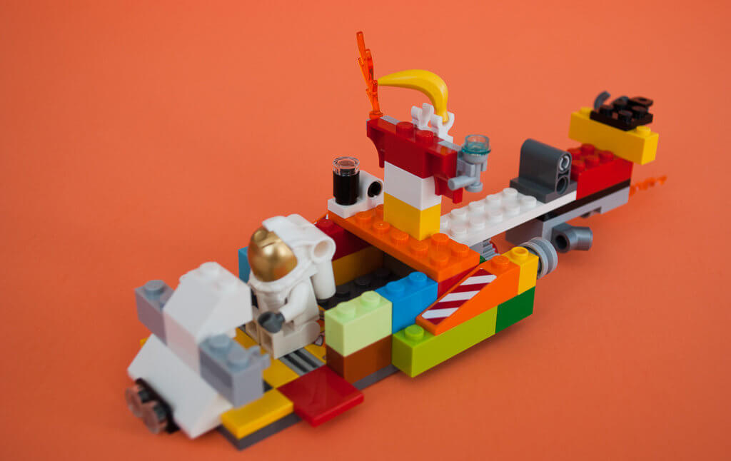 LEGO spaceship using LEGO bricks by Liam, age 4