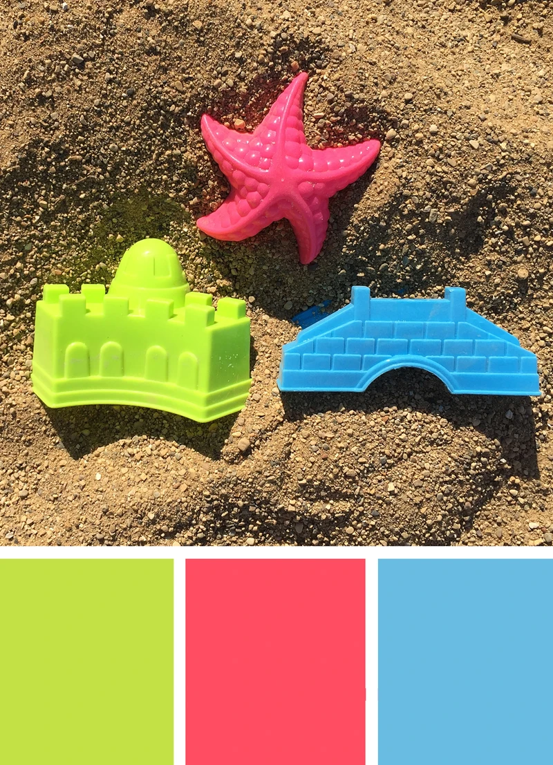 'Beach toys' color palette inspiration. Try this summer-y pink, blue and green color palette on your paper crafts, scrapbooks, seasonal wreaths, handmade cards, weddings, birthday parties and more #Colorize #ABColorPalette