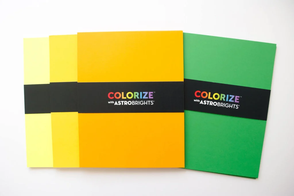 Lift-Off Lemon™, Solar Yellow™, Galaxy Gold™ and Gamma Green™ from Astrobrights Papers
