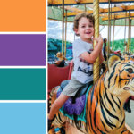 Carousel animals color palette inspiration - Try this summer-inspired color palette for summer parties, cards, scrapbooking, summer wedding color palettes, birthday parties and more #Colorize #ABColorPalette #ad