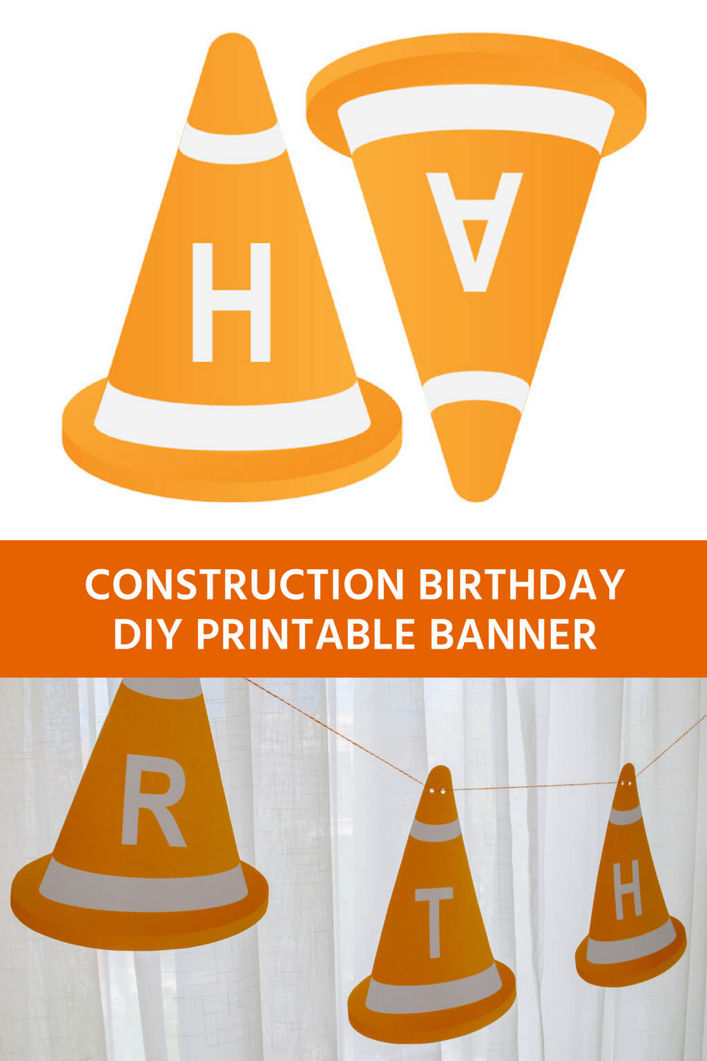 Construction birthday banner printable