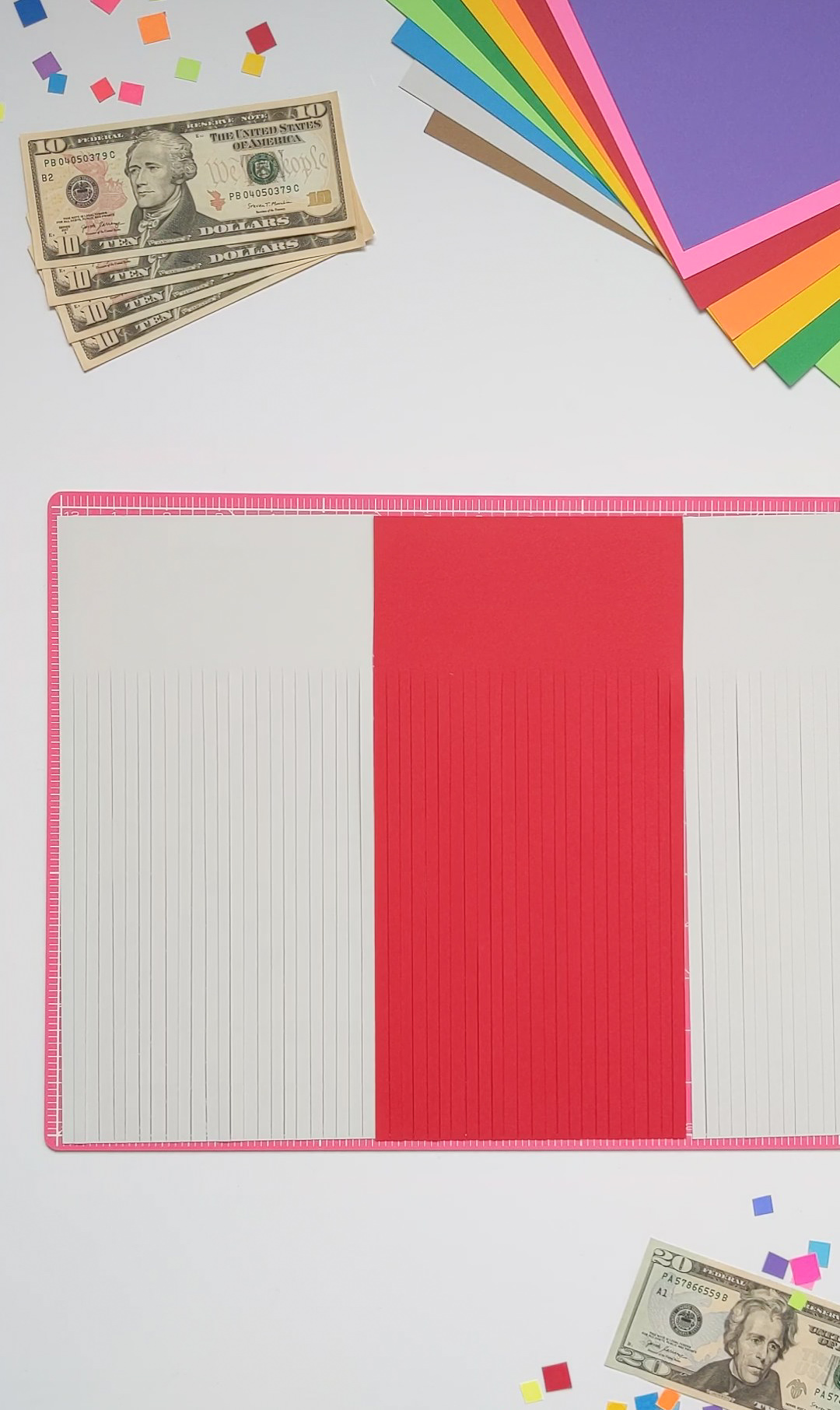 Alternating colored paper to create multi-color paper graduation tassels