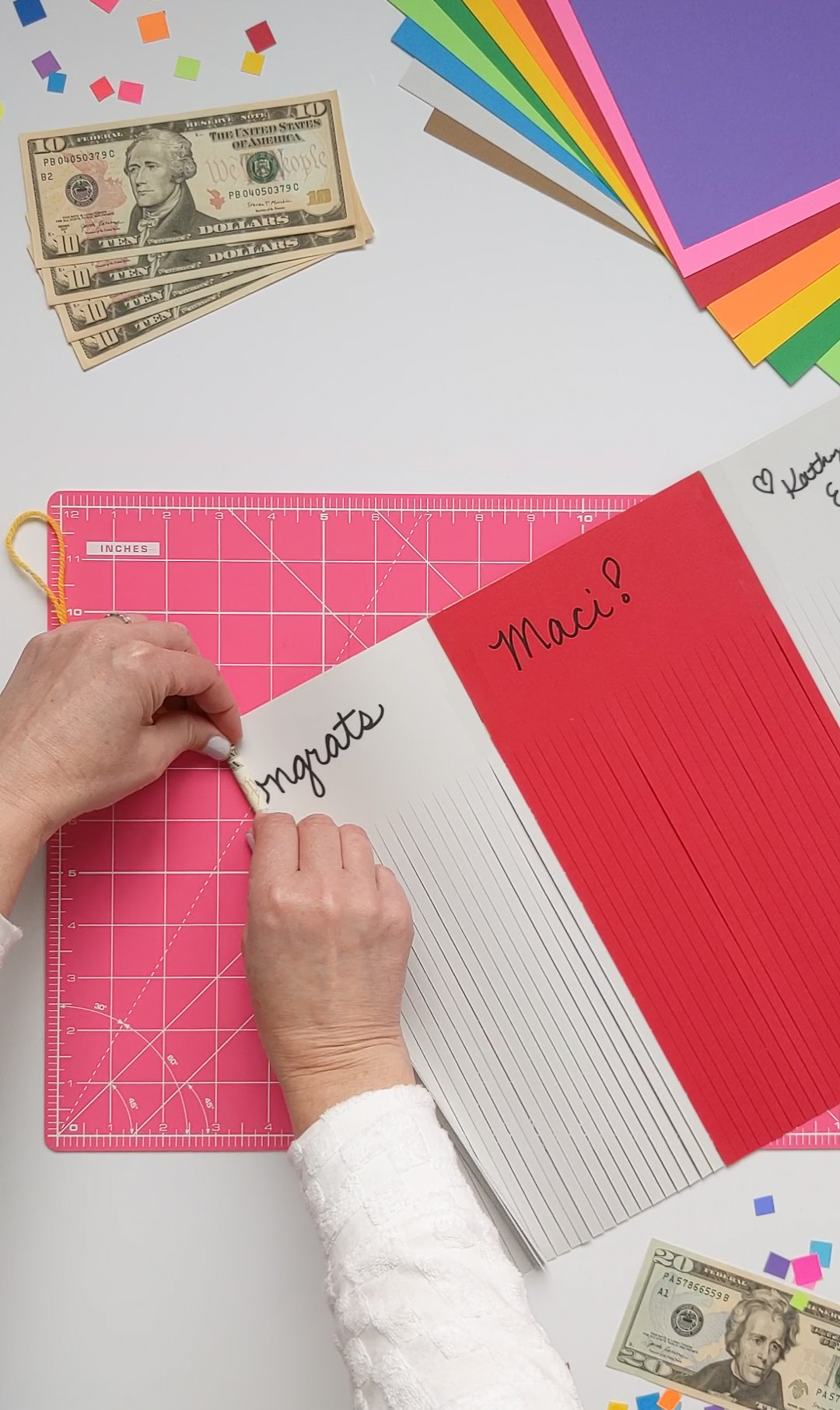 How to roll big paper graduation tassels with a cash money gift surprise inside