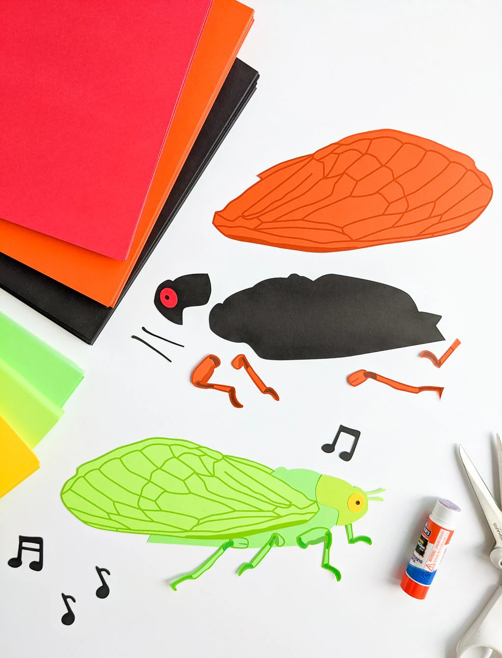 Paper cicada insects summer crafts for kids and preschool