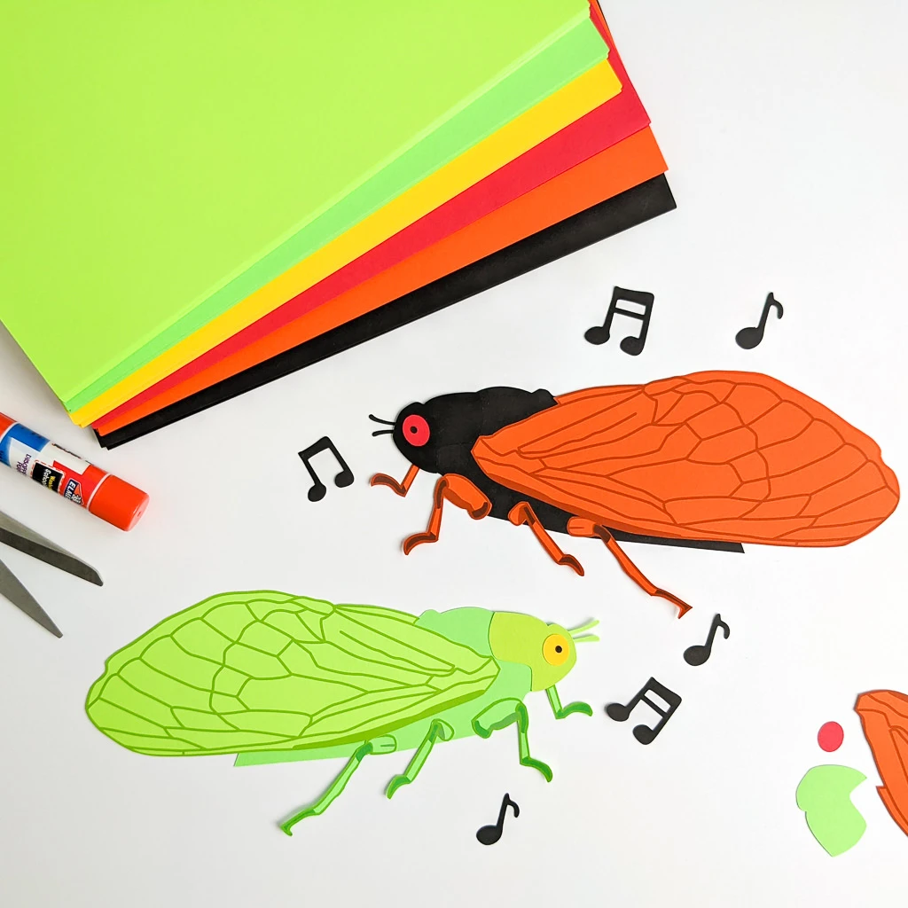 Paper cicada kids craft for summer