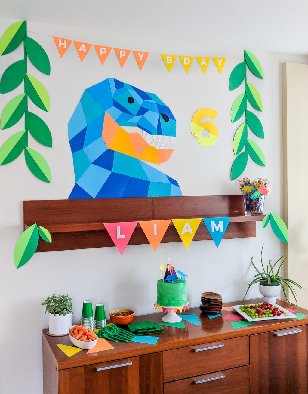 Dinosaur Birthday Party Geometric Dinosaur Party Decor Cake