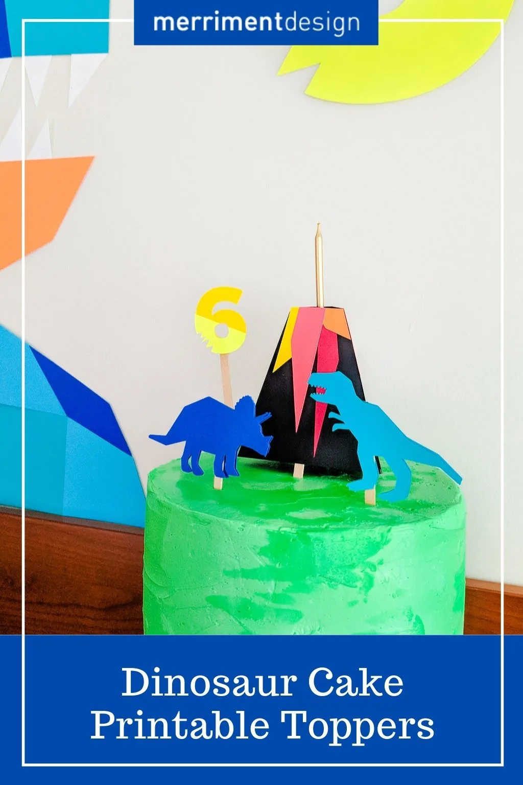 Dinosaur cake free printable toppers