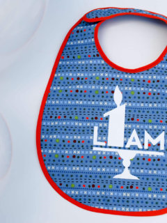DIY baby bib for 1st birthdays using paint and a stencil