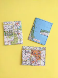 DIY card holder wallet craft tutorial from paper, old maps or books and vinyl