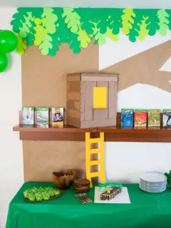 DIY cardboard and paper Magic Tree House birthday party decoration