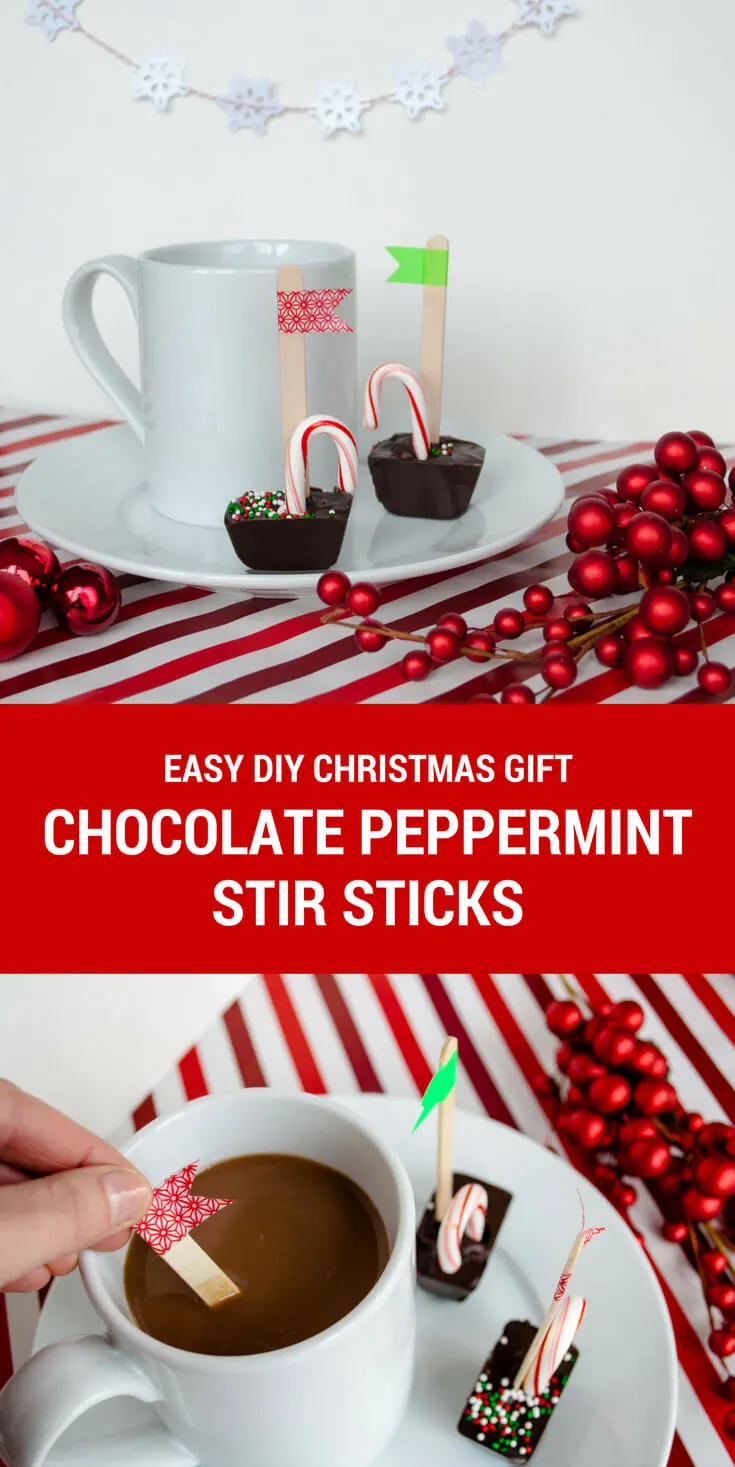 DIY chocolate peppermint stir sticks. Makes a great DIY gift for teachers and neighbors! #diychristmas #handmadechristmas #christmas