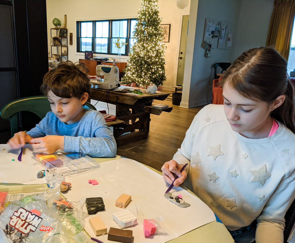 Kids making clay magnets - Copyright Merriment Design Co, Do not use without written permission.