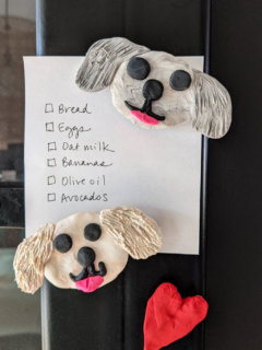 Dogs and hearts DIY clay magnets clay crafts idea