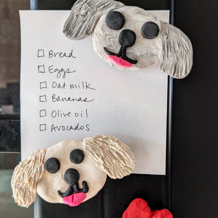 Dogs and hearts DIY clay magnets clay crafts idea