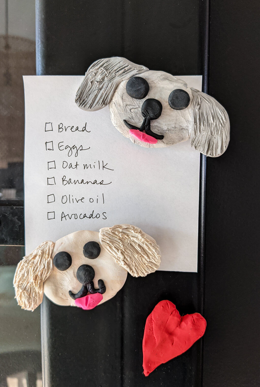 Dogs and hearts DIY clay magnets clay crafts idea