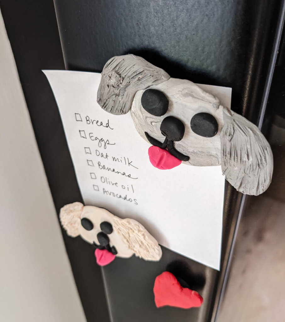 Dogs DIY clay magnets with tongues