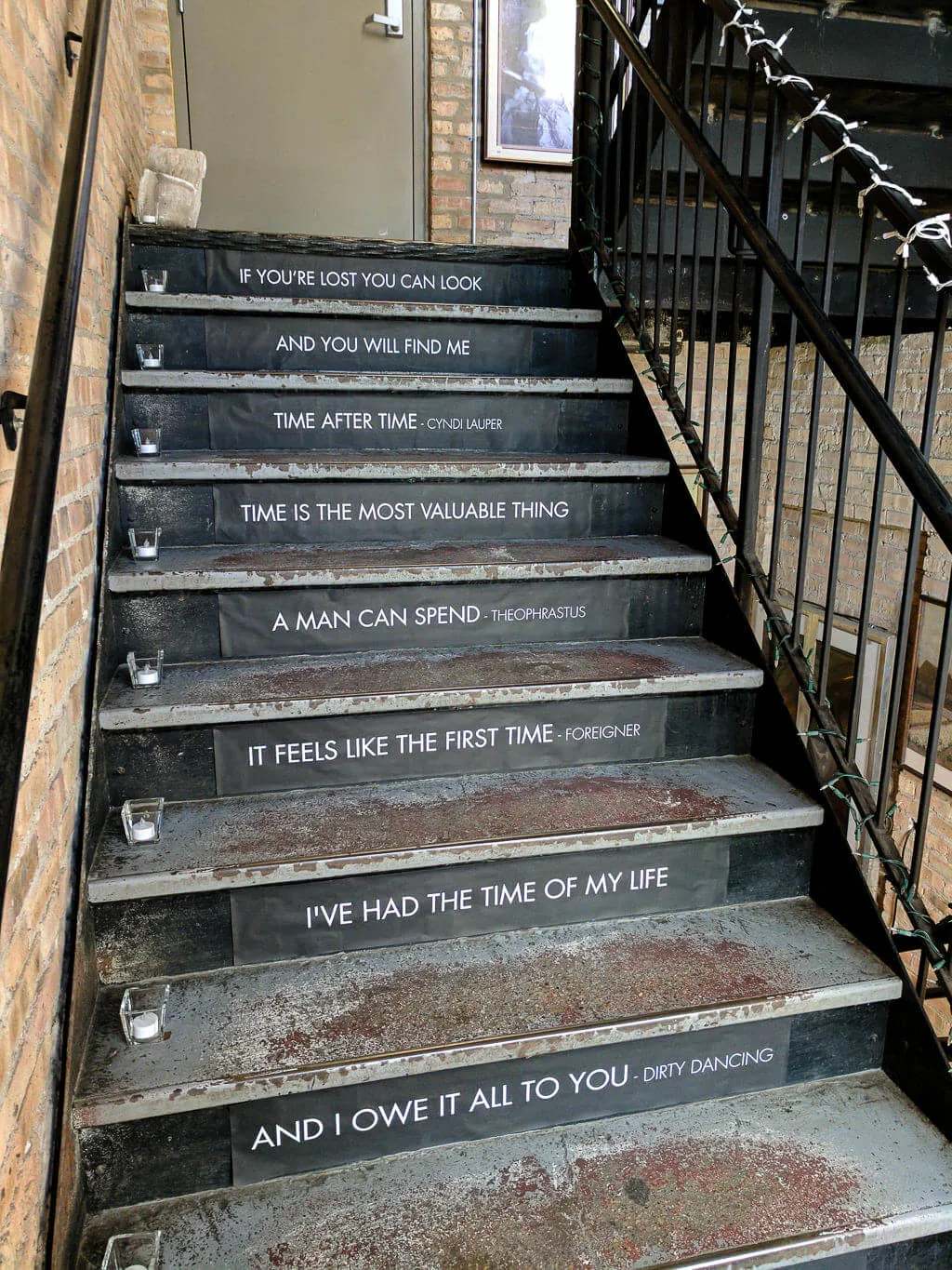 Song lyrics on stair risers decor