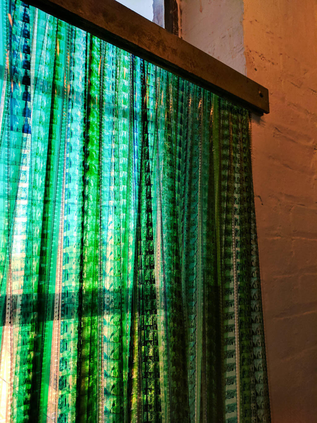 DIY film negative window treatment at Salvage One