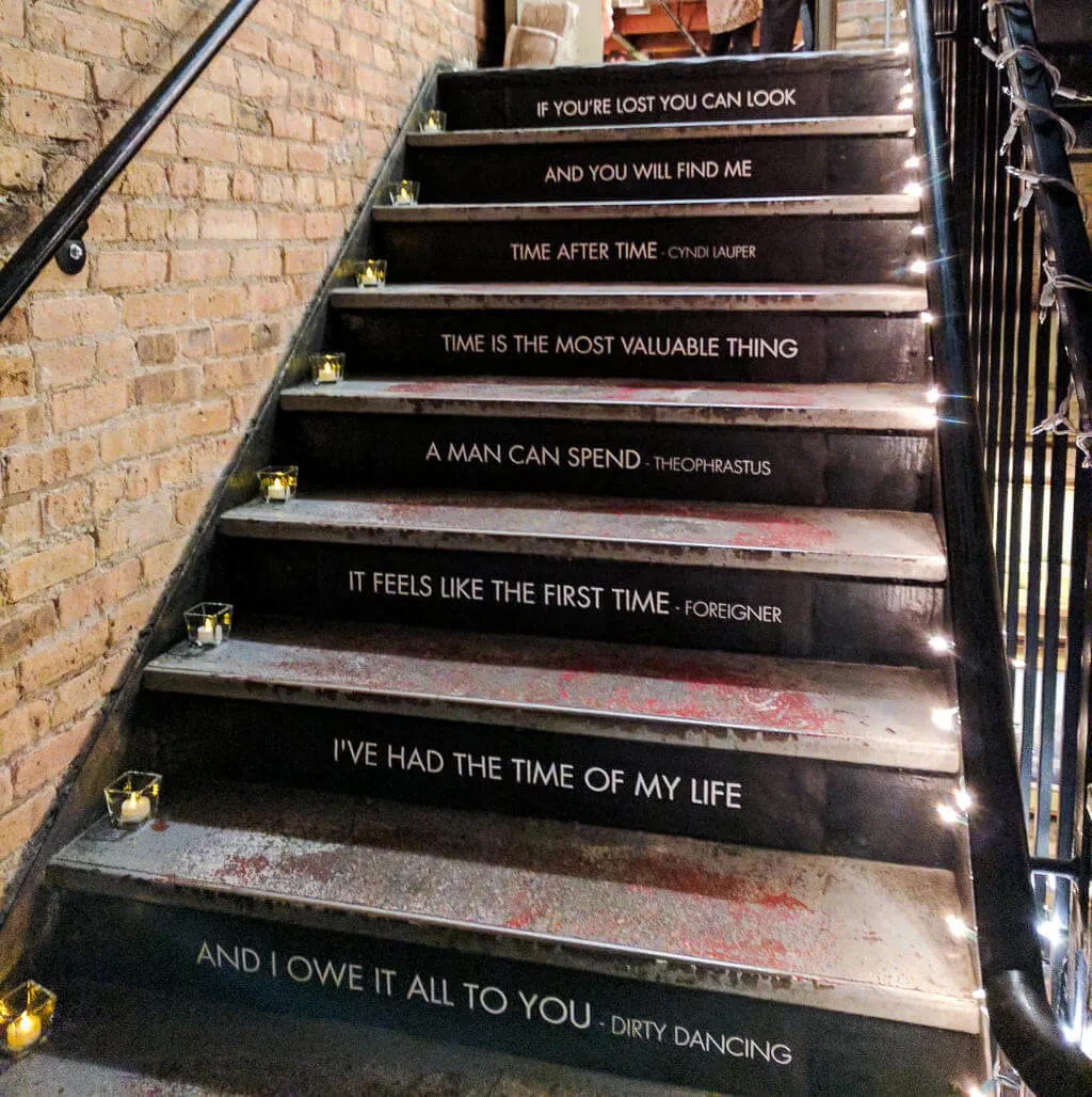 Song lyrics on stair risers decor