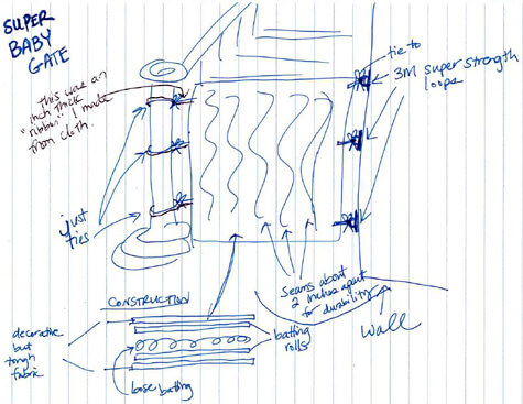 DIY fabric safety gate sketch