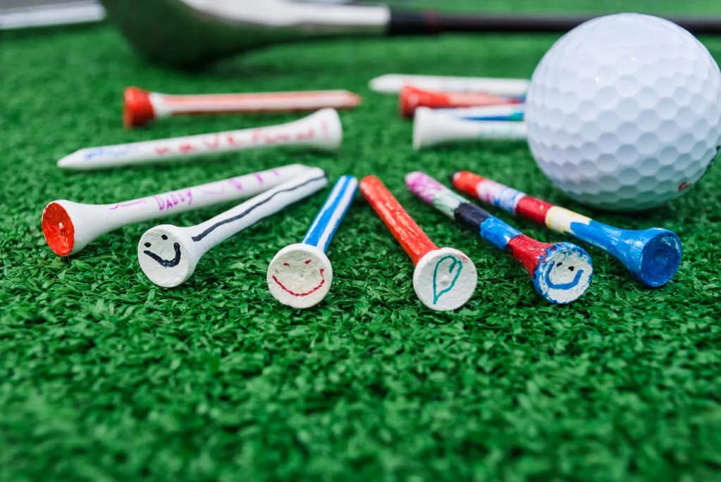 DIY golf tees from kids