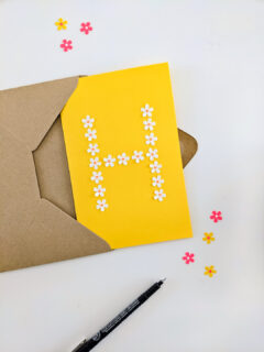 Cute DIY letter H birthday card made with a flower paper punch