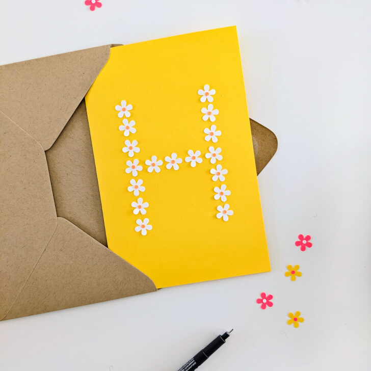 Cute DIY letter H birthday card made with a flower paper punch