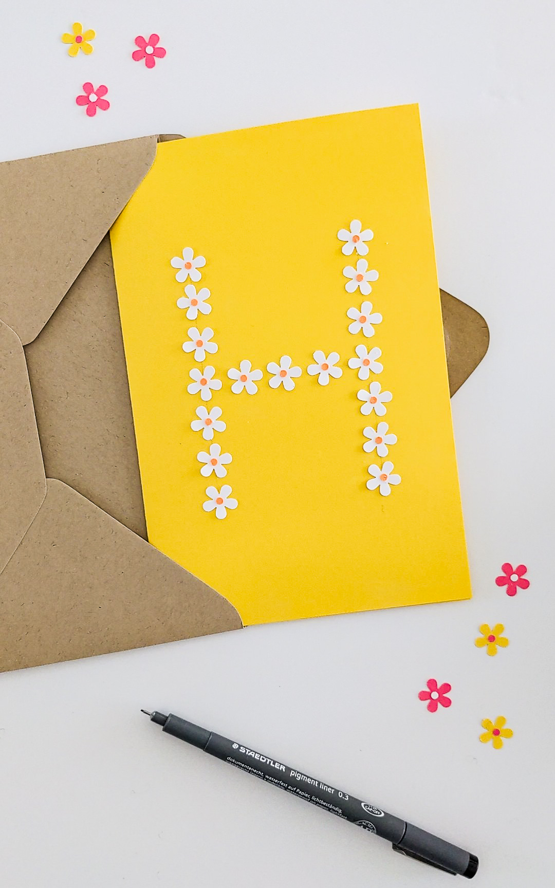 Cute DIY letter H birthday card made with a flower paper punch