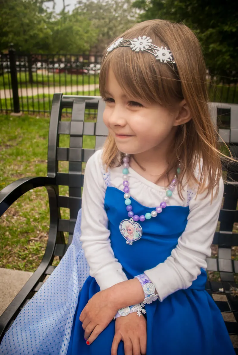 DIY Frozen Elsa necklace project - hand painted beads and Shrinky Dink necklace