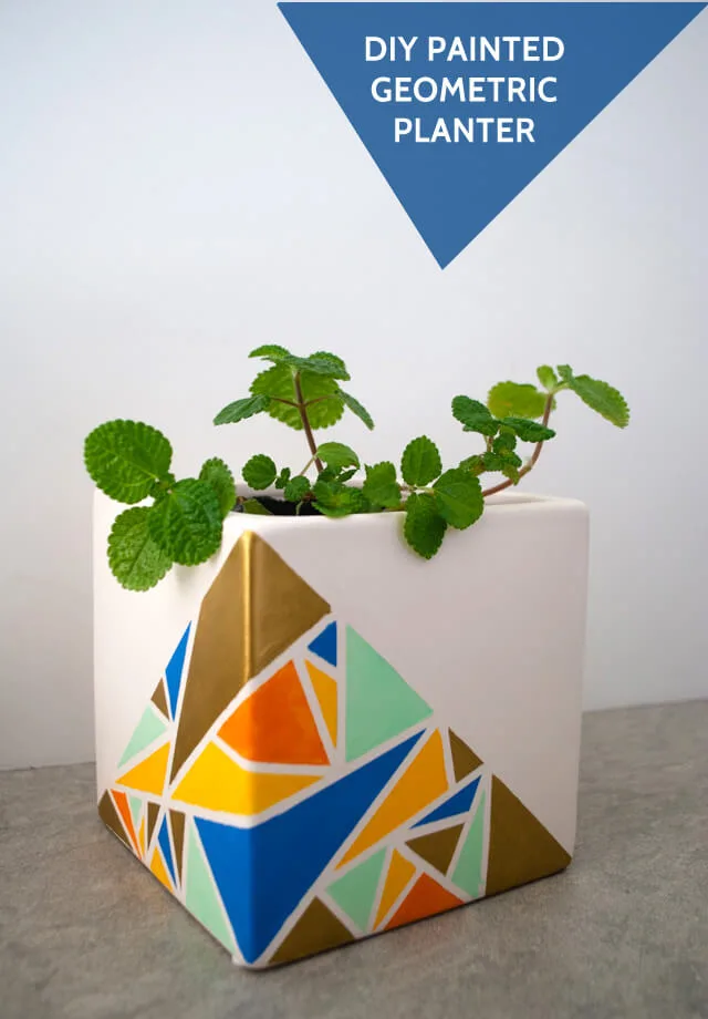 DIY geometric painted planter