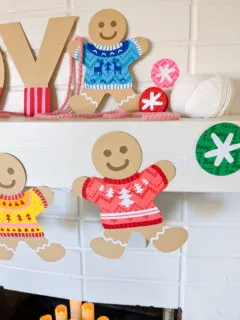 Paper gingerbread garland with ugly sweaters DIY