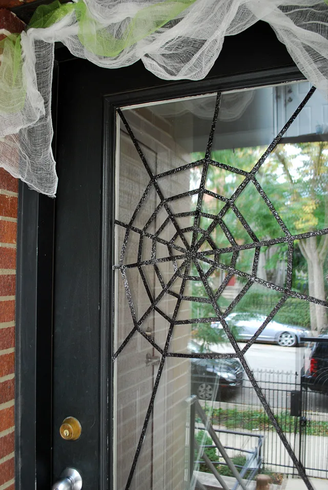 DIY Halloween Front Door Decoration - Subtle Spiderwebs