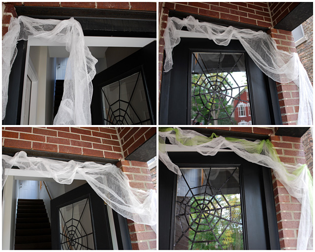 DIY Halloween Front Door Decoration - Subtle Spiderwebs