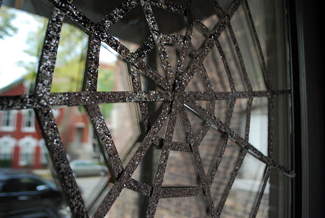 DIY Halloween Front Door Decoration - Subtle Spiderwebs