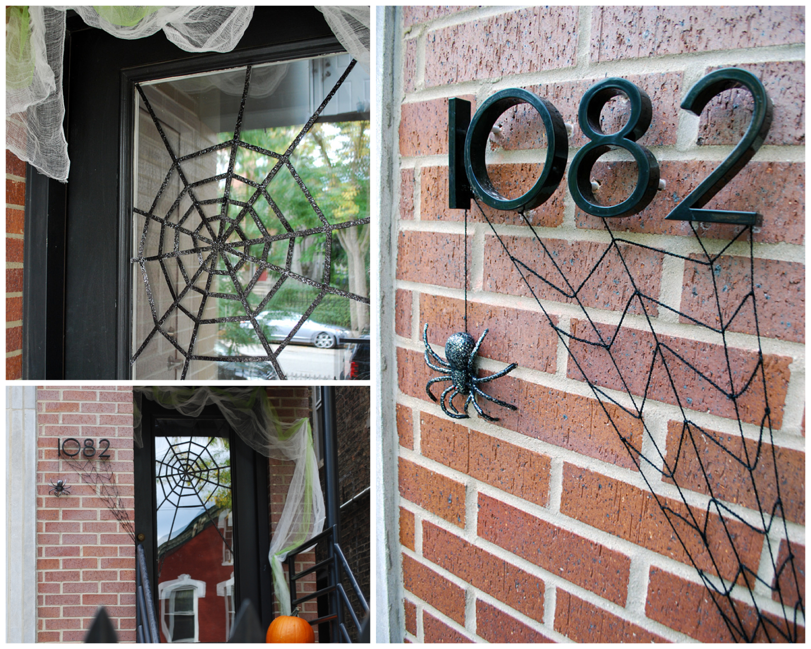 DIY Halloween Front Door Decoration - Subtle Spiderwebs