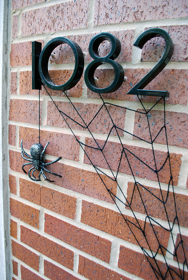 DIY Halloween Front Door Decoration - Subtle Spiderwebs