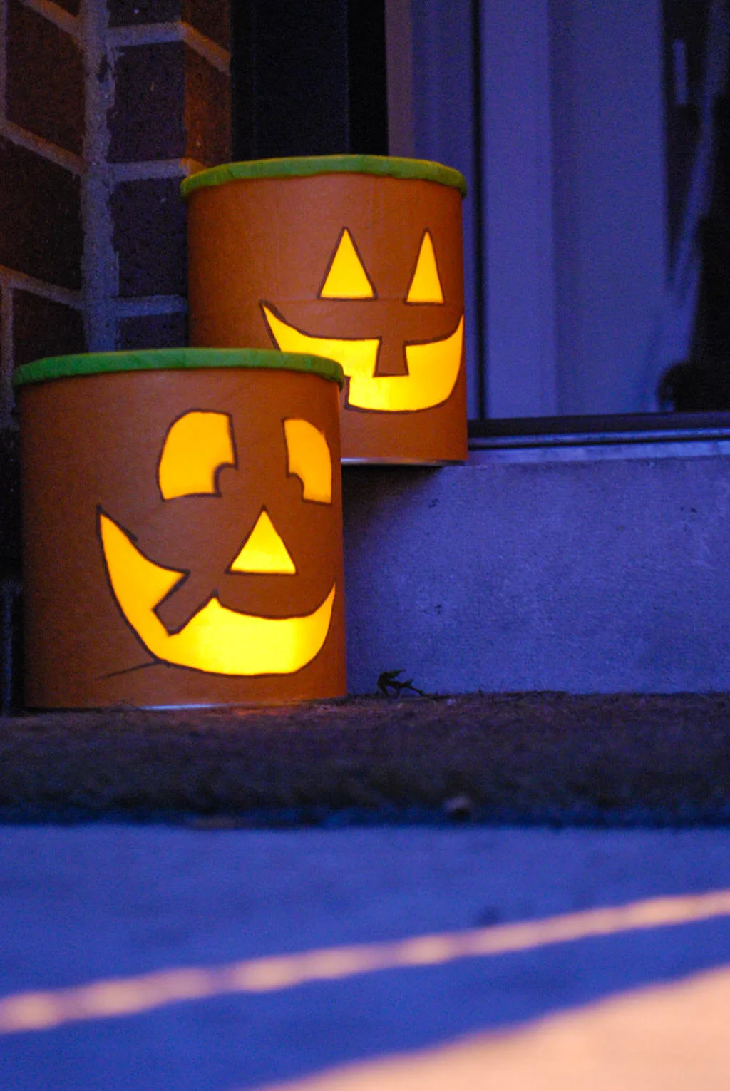 DIY Halloween luminaries from recycled baby formula cans