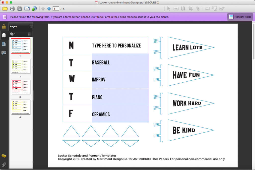 Free printable template for DIY locker decorations