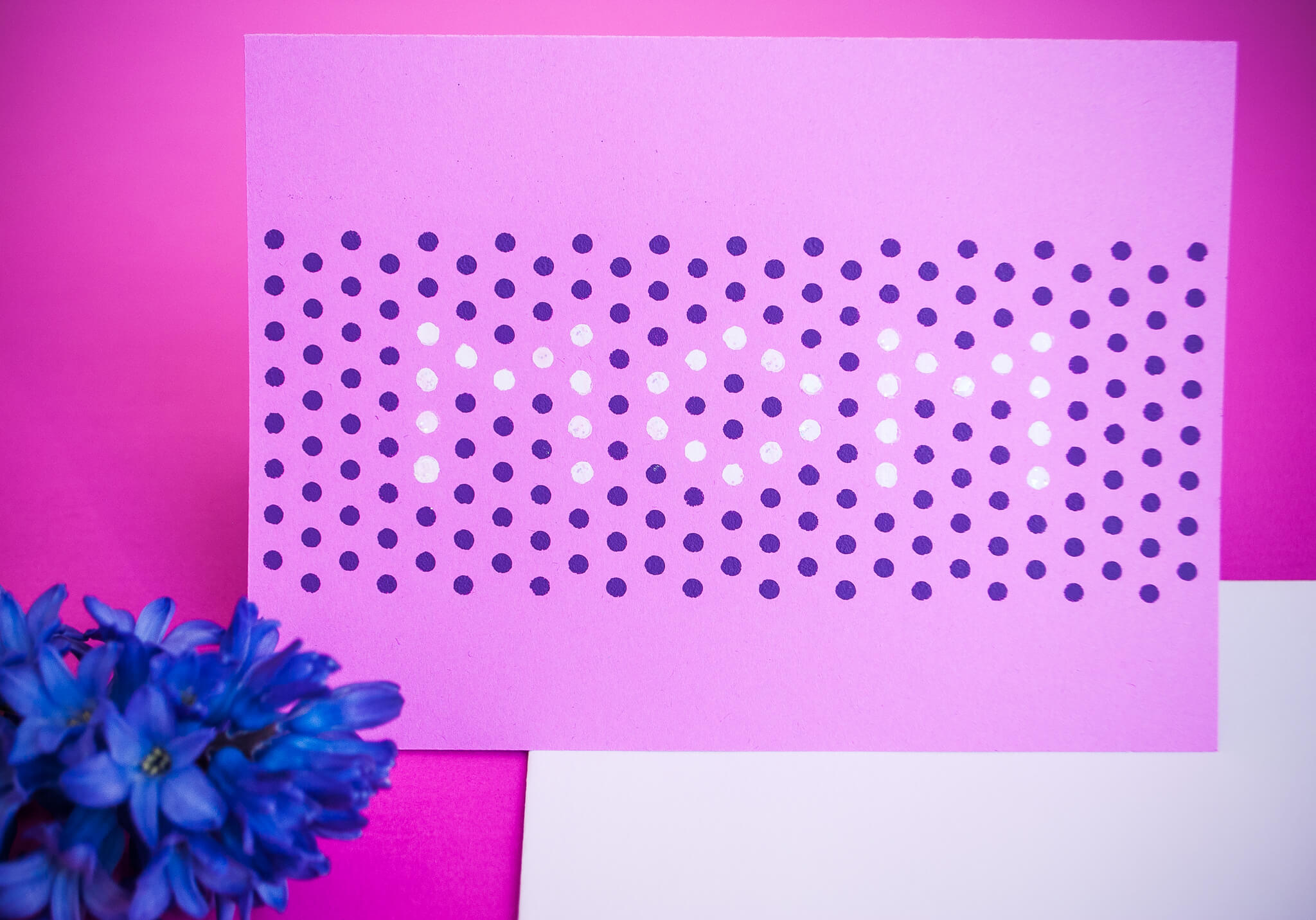 DIY Mother's Day card using a polka dot stencil