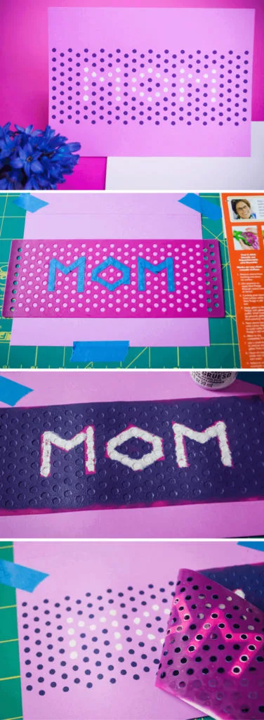 Easy DIY Mother's Day card using a polka dot stencil. Make one for your mom!