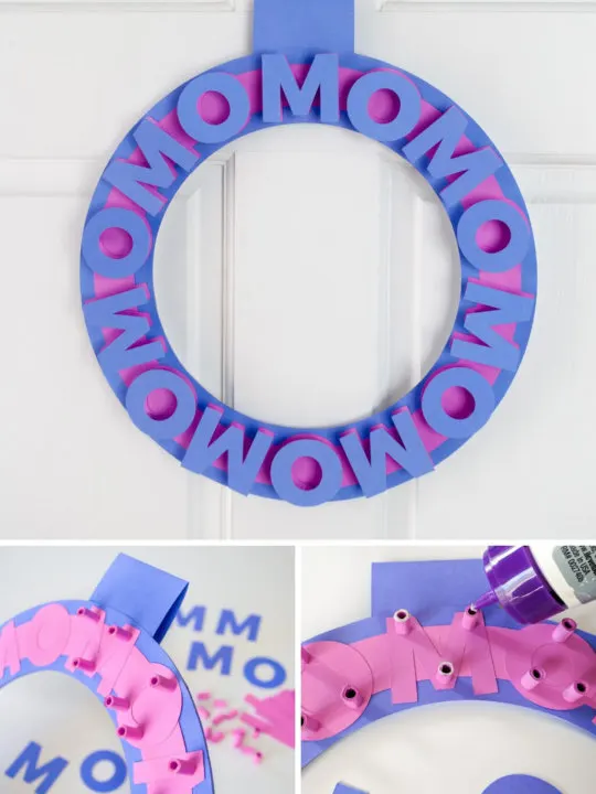 DIY Mother's Day wreath with simple 3D effect