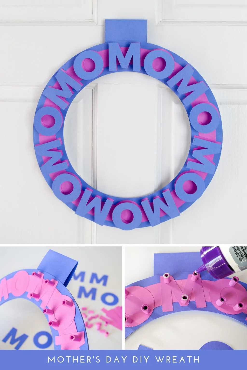 DIY Mother's Day wreath with simple 3D effect