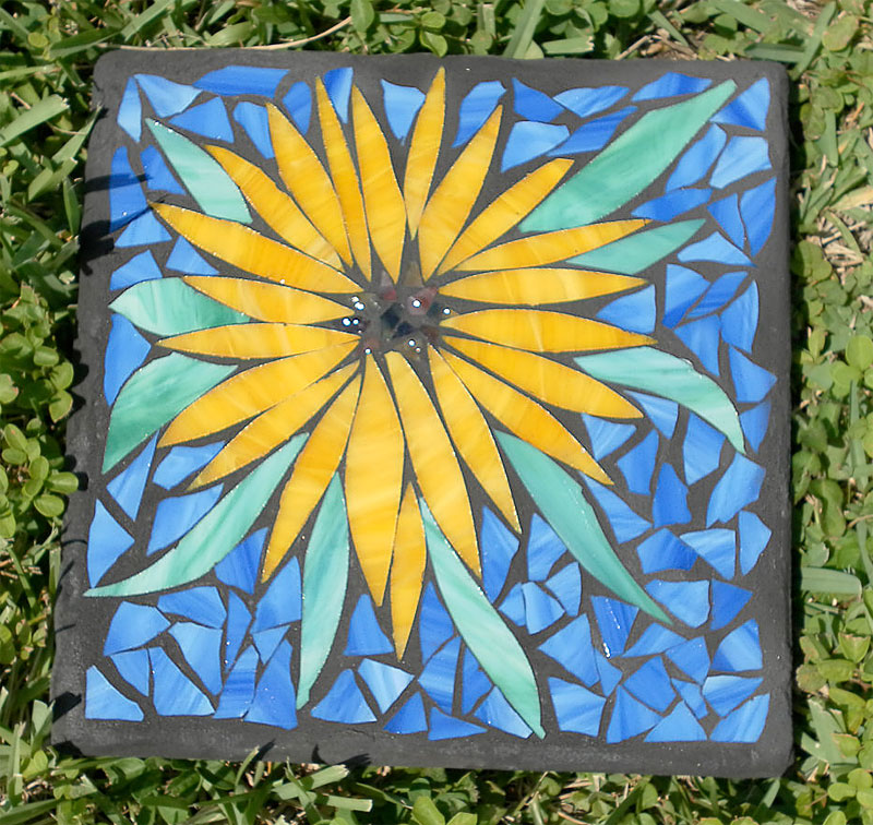 Garden mosaic stepping stone