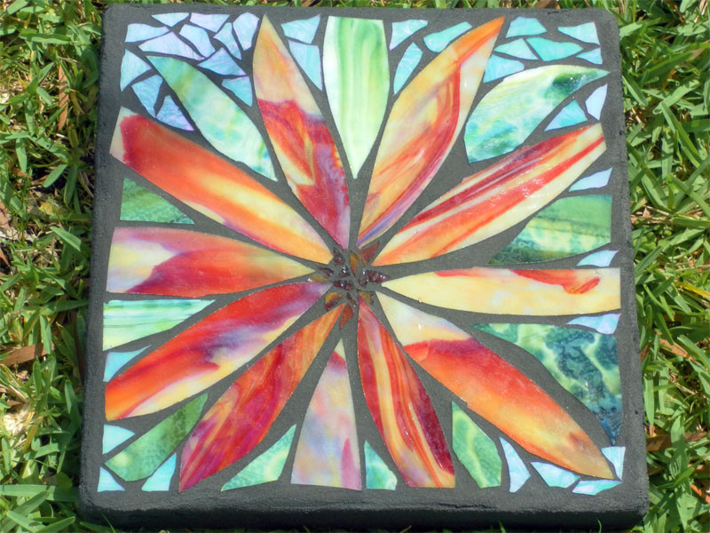 Garden mosaic stepping stone