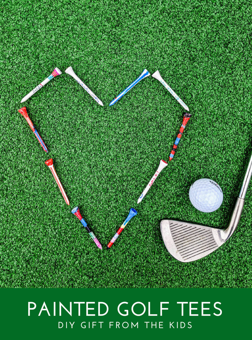 DIY golf tees gift in a heart shape