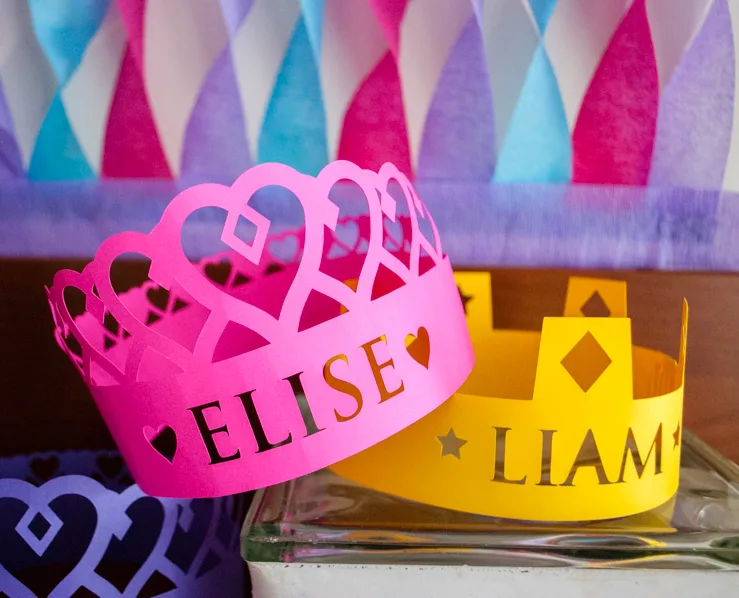 Pink Princess Crown Personalised Children's Birthday Party Bunting
